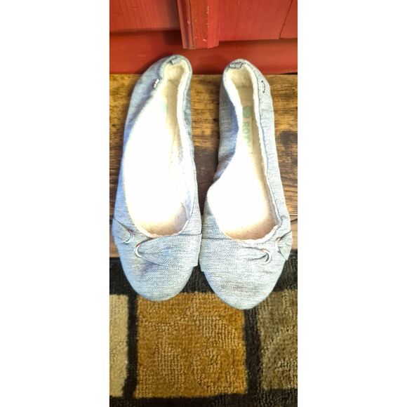 Y2K Roxy 9.5 Heather Gray Slip on Flats Shoe Fleece Lind Comfort Toe Grommet EUC - Picture 4 of 8